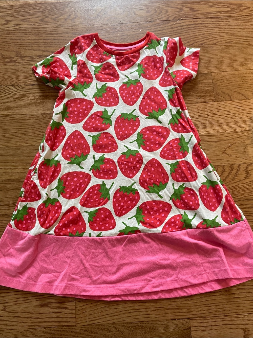 Mini Boden Pink and Red Strawberry Print Girls' Dress